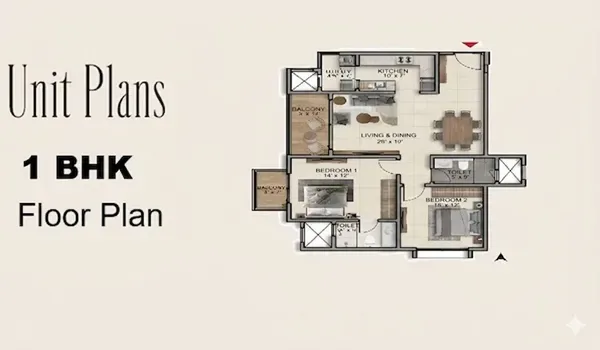Featured Image of Prestige Huyilalu 1 BHK Floor Plan